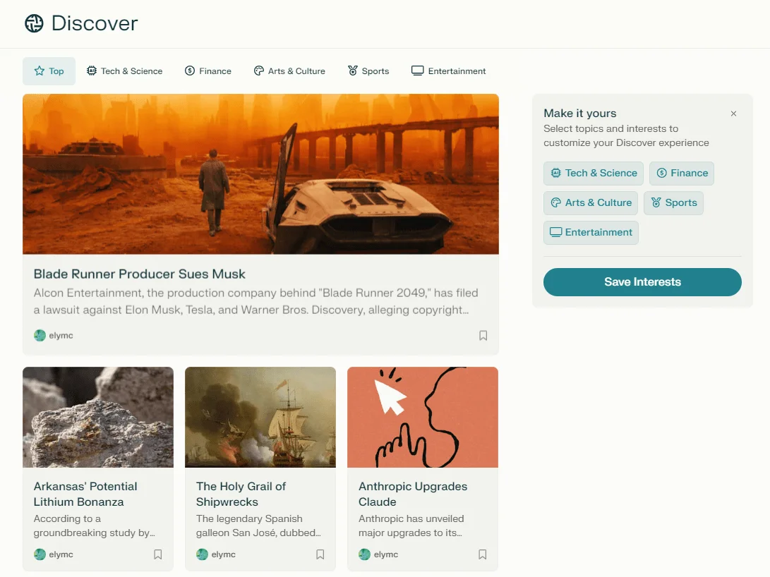 Раздел Discover