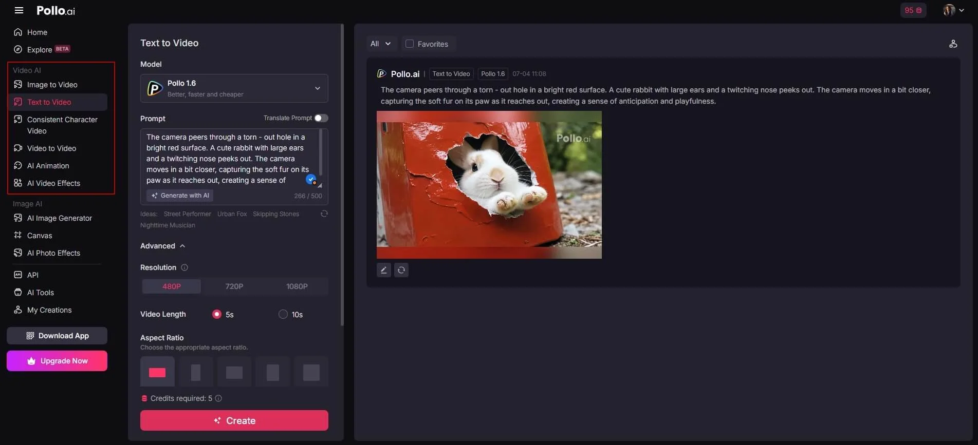 Как создать видео в Pollo
