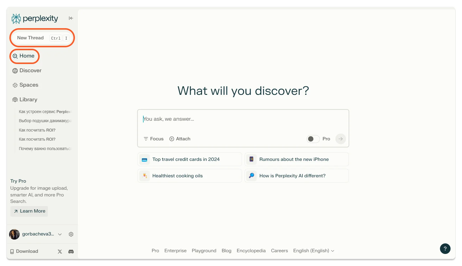 Стартовая страница запроса