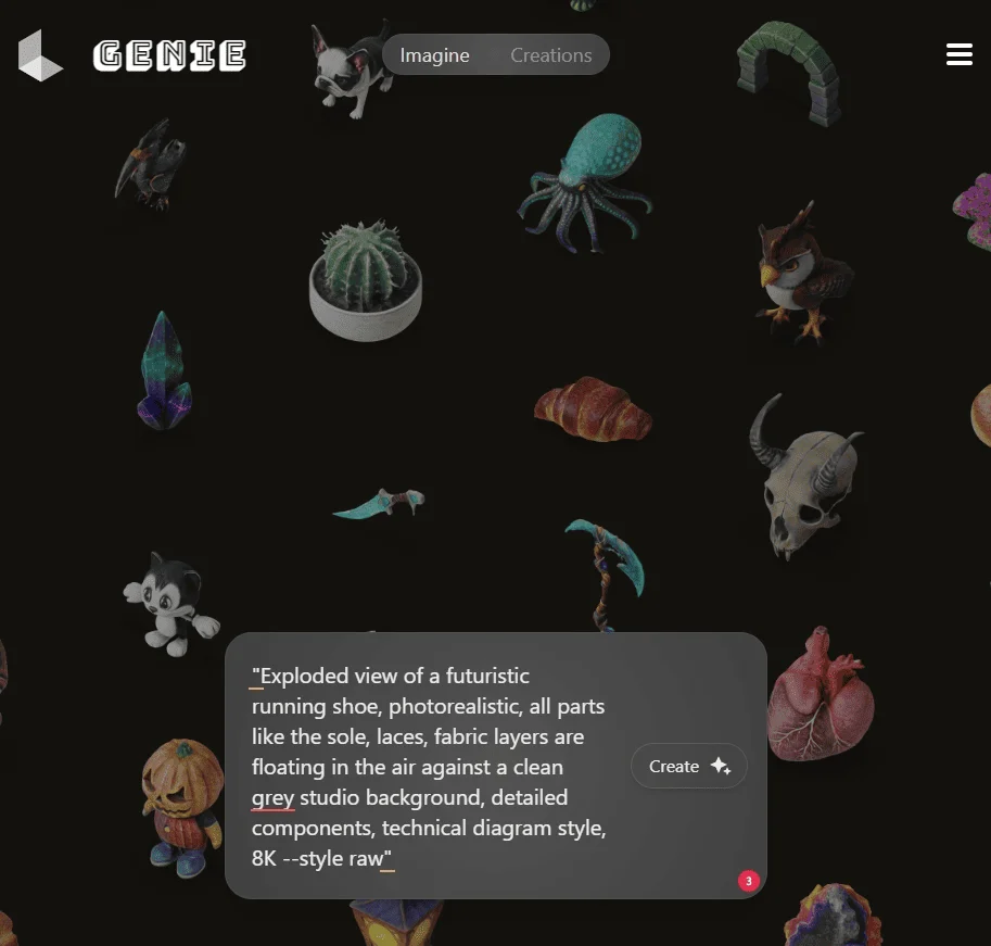 Как выглядит поле запроса Luma AI