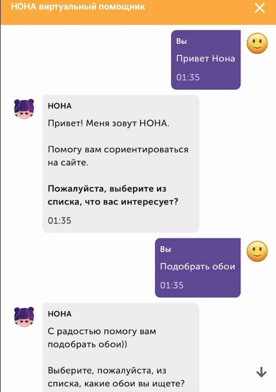 Общение с ботом Нона