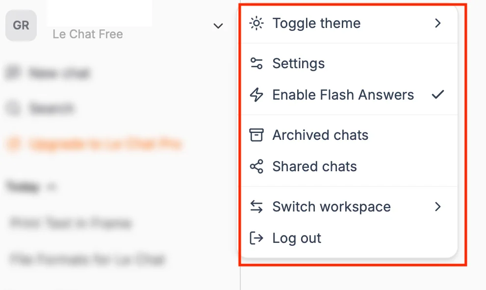 Где находятся настройки профиля Le Chat