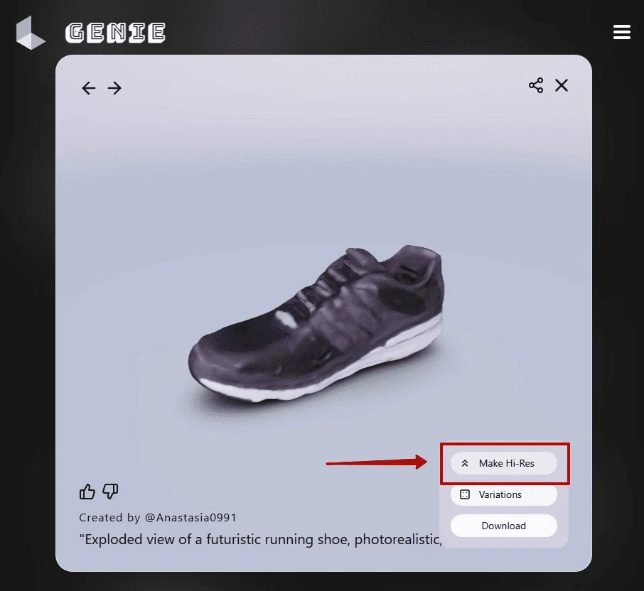 Пример 3Д-модели, сгенерированной с помощью Luma AI