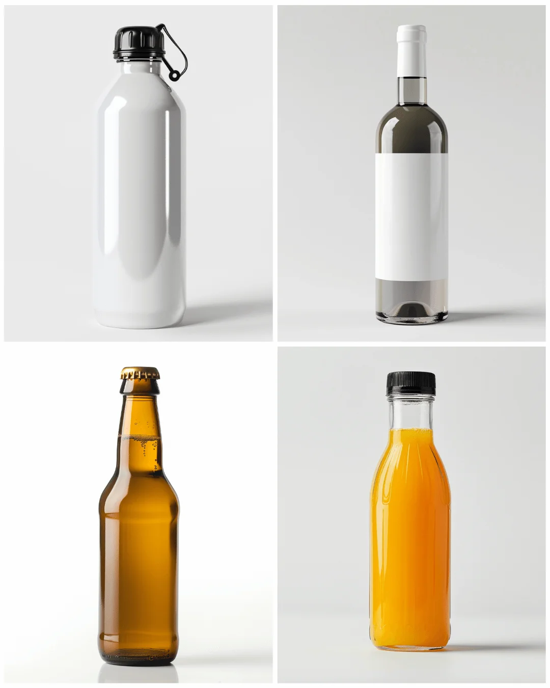 Сгенерированное фото различных бутылок