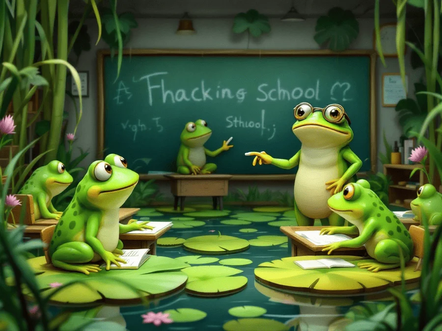 Лягушки учатся в школе