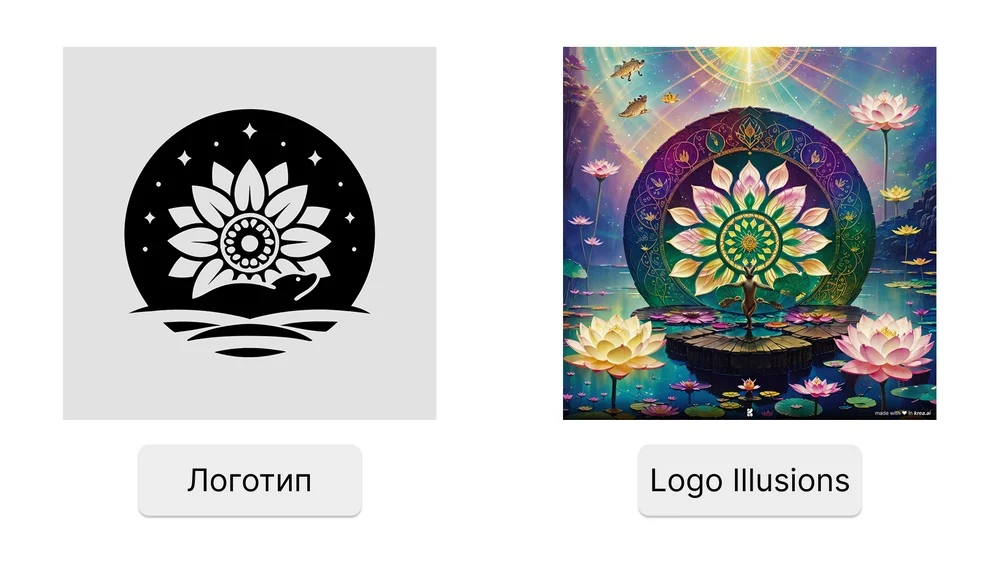 Результат иллюзий логотипов в нейросети KREA AI