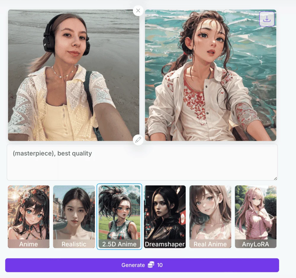 Сервис Anime Genius генерирует аниме аватарку