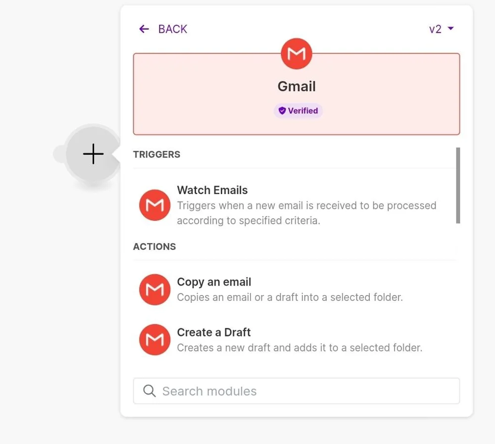 Пример триггера в Мейк — новое сообщение на Gmail