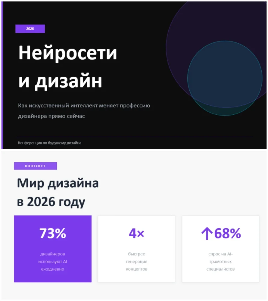 Пример презентации, сгенерированной в Клод