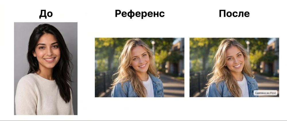 Пример замены лица на фото во Флайви