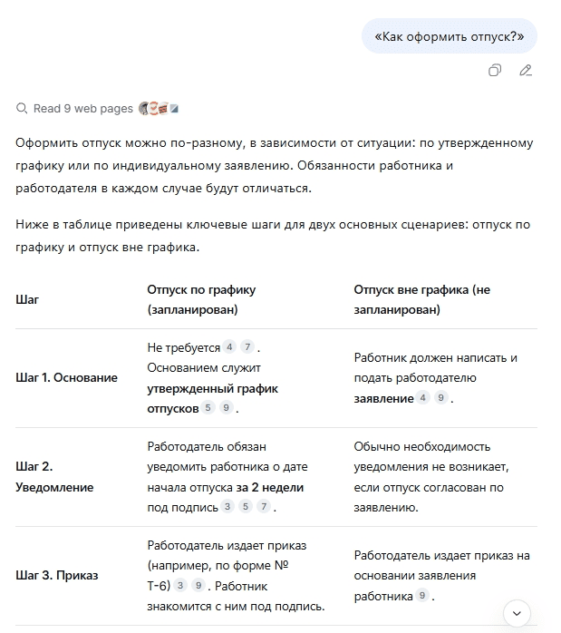 Как выглядит обычный поисковый запрос в нейросети