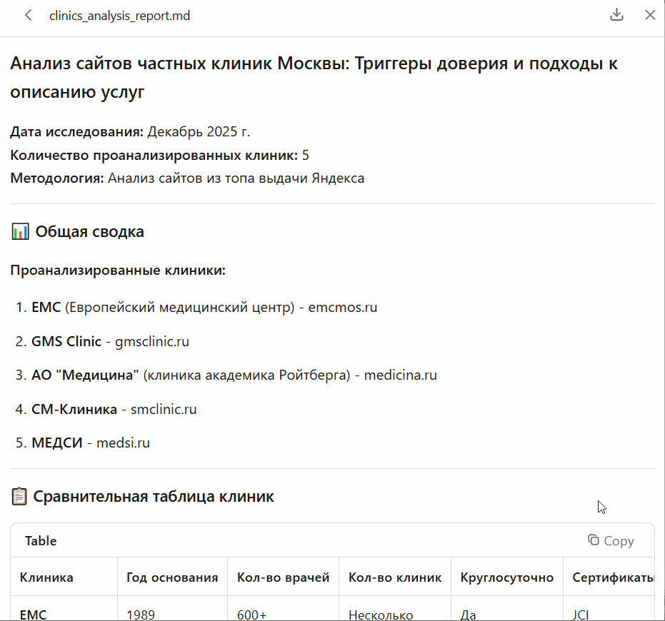 анализ клиник в нейросет