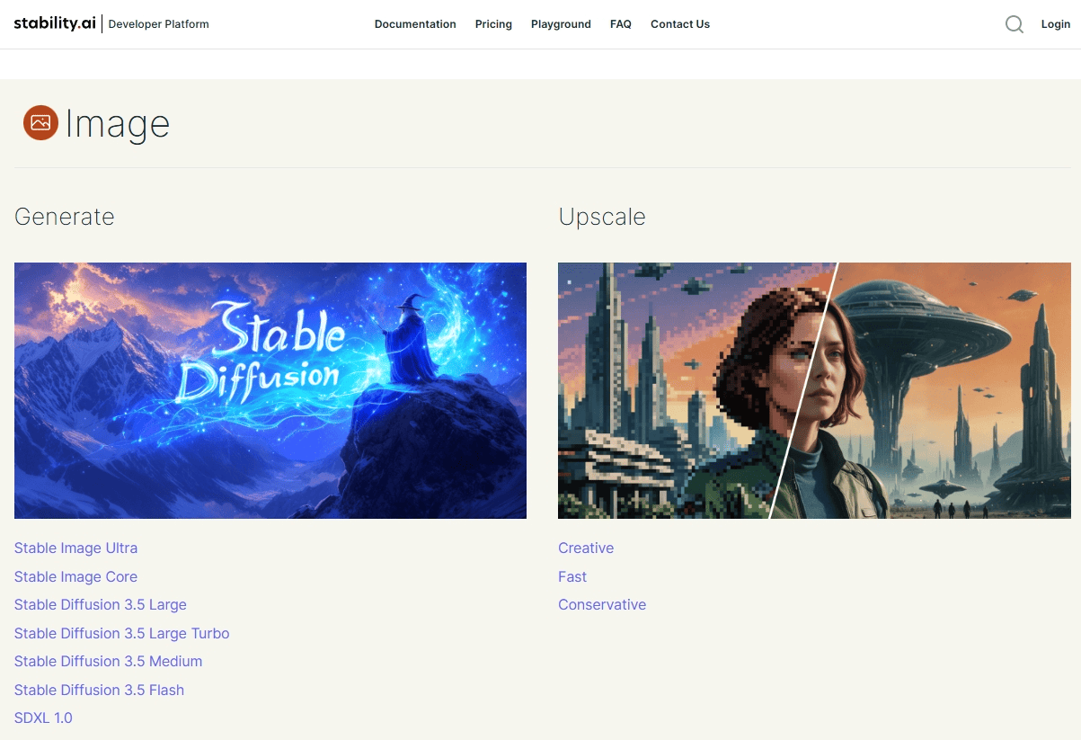 Интерфейс платформы Stability AI с моделями Stable Diffusion